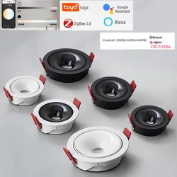 Zigbee3.0 Ultra-thin Embedded Dimmable LED Spotlights anti-glare adjustable 85V-265V TUYA Intelligent Indoor lighting 