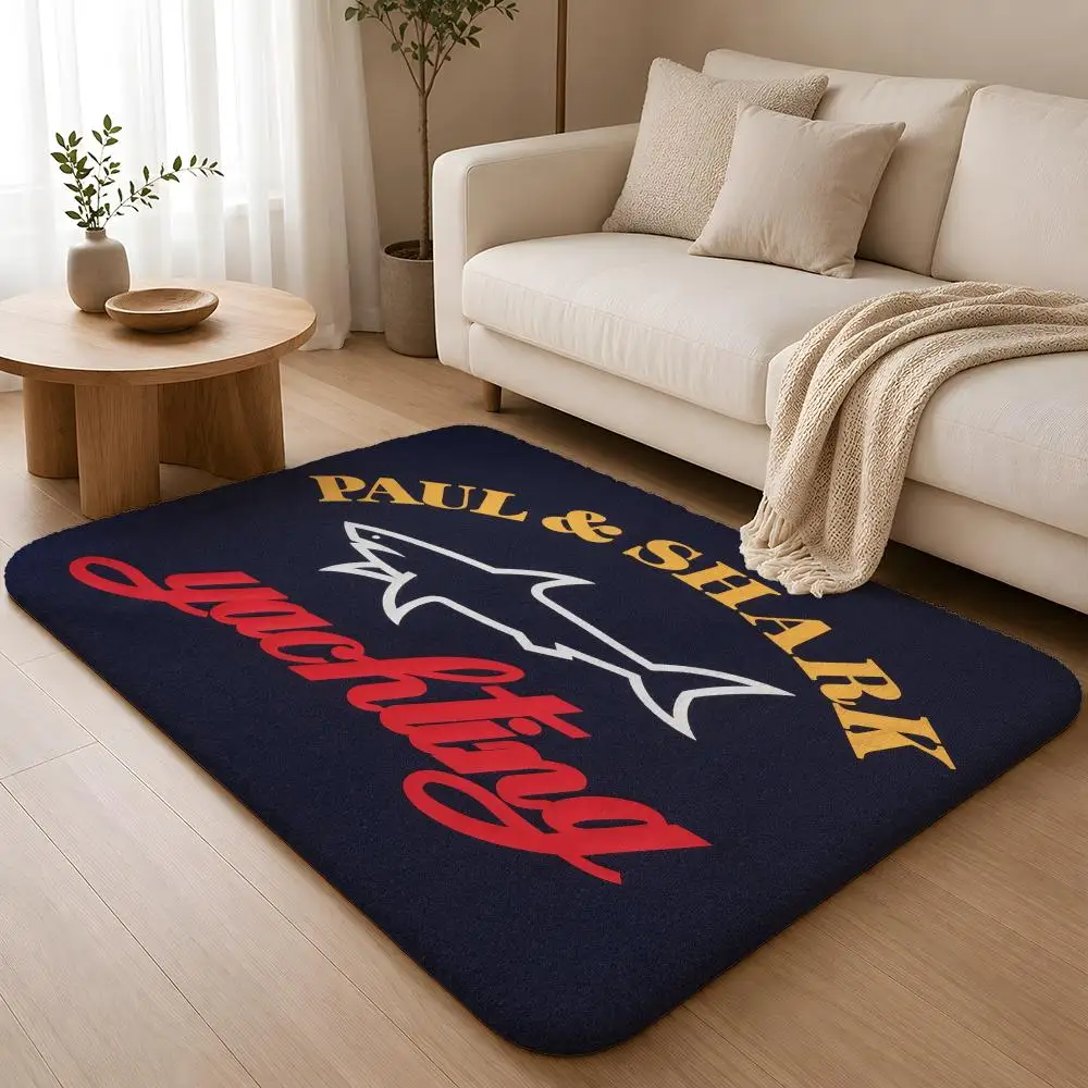 S-S-SHARKS LOGO P-PAULS Floor Mat Flannel Rug Non Slip Absorbent Soft Washable For Entryway Hallway Bathroom Kitchen Decor