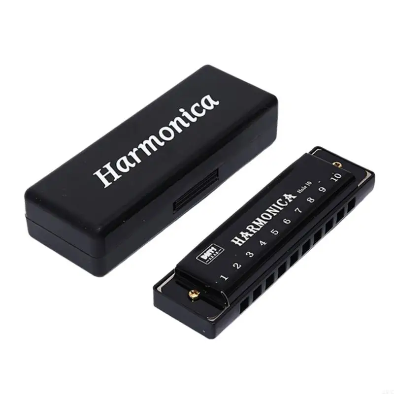  Professional 10 Hole Harmonica with Metal Body and Smooth ABS Finish for Travel