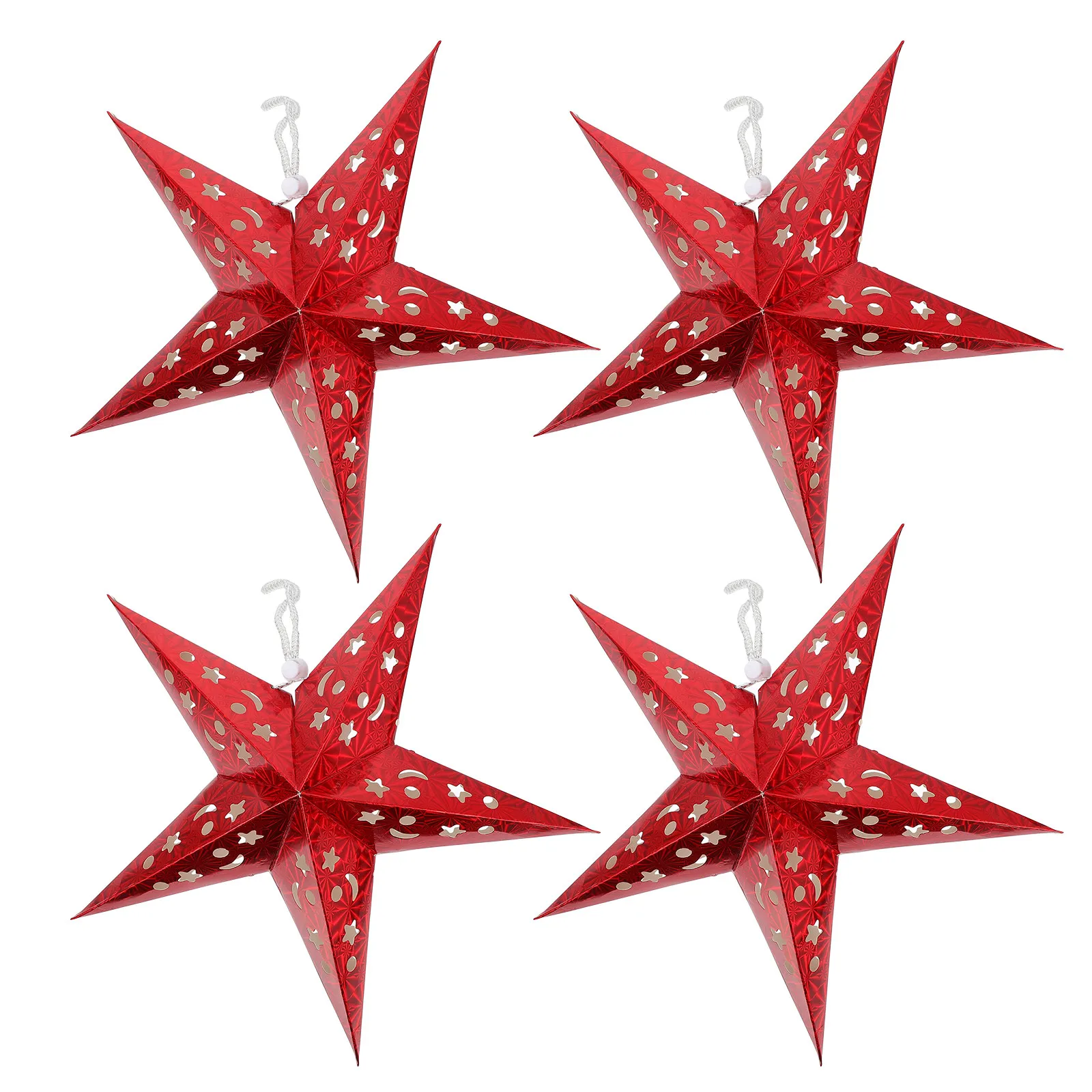 

4Pcs Christmas Pentagram Five Point Star 3D Paper Lampshade Ceiling Lampshade Festive Paper Star Lantern Tree Decoration