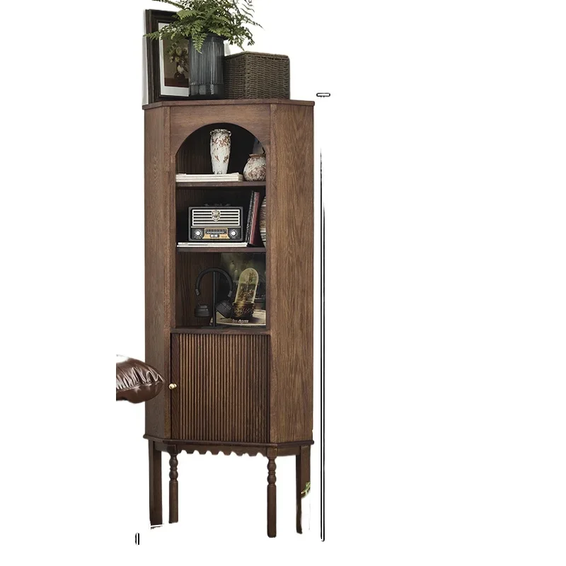 

French retro solid wood corner cabinet corner cabinet small apartment household wine cabinet