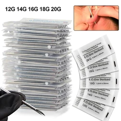 Disposable Sterile Body Piercing Needles Medical Tattoo Needle 12G 14G 16G 18G 20G Navel Nipple Lip Navel Ring Kit Piercing Tool