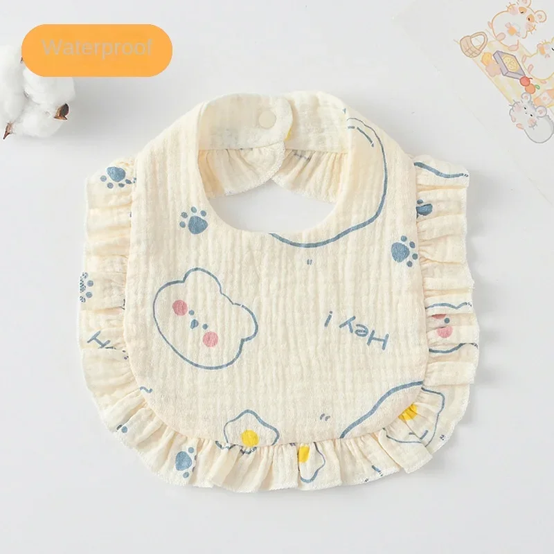 Korean Style Baby Feeding Drool Bib Ruffle Floral Infants Saliva Towel Soft Cotton Burp Cloth for Newborn Toddler Kids Bibs New