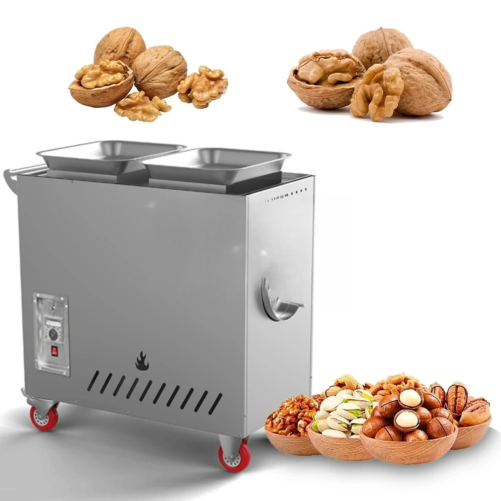 

Automatic Commercial Nut Roasting Machine Best Industrial Electric Gas Dry Nuts Rotary Drum Roaster Oven Low Price for Sale