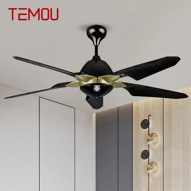 

TEMOU Nordic LED Fan Light Modern Minimalism Restaurant Living Room Study Ceiling Fan Light Remote Electric Fan Light