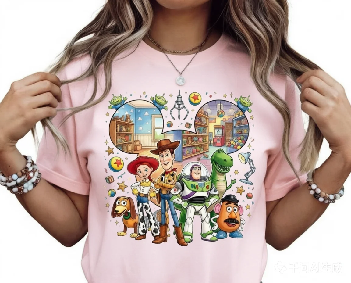 2026 yeas parent-child outfit Vintage Cartoon Group Matching Tees Retro Animated Character Graphic Shirt Space Theme Party Tops
