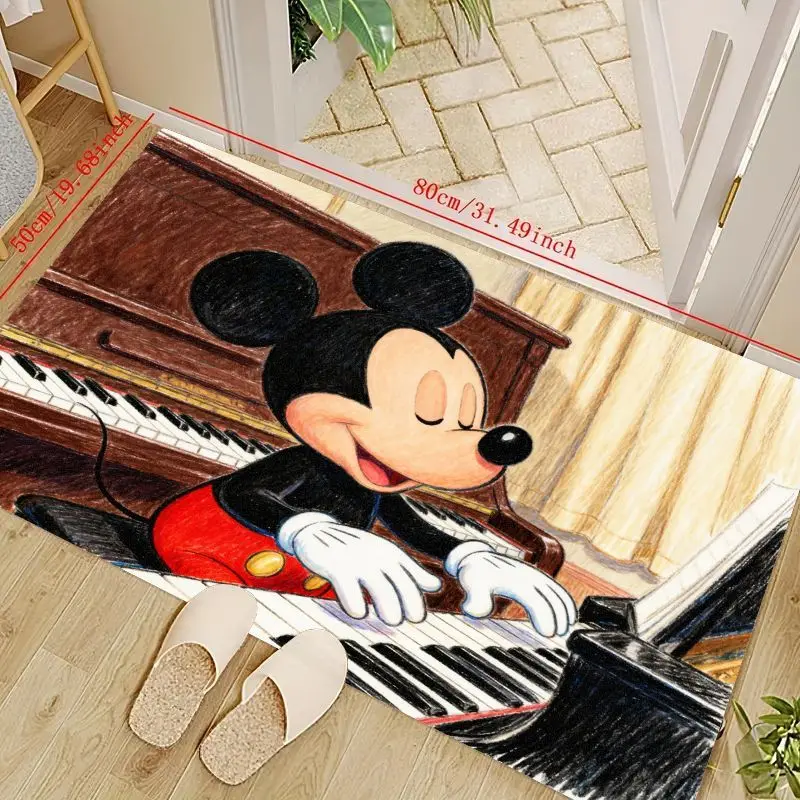 

1 шт. восхитительный коврик Disney с Микки Маусом, играющим на фортепиано, мультяшный напольный коврик, 50x80 см (19,68x31,49 дюйма), мягкий, нескользящий и моющийся коврик f