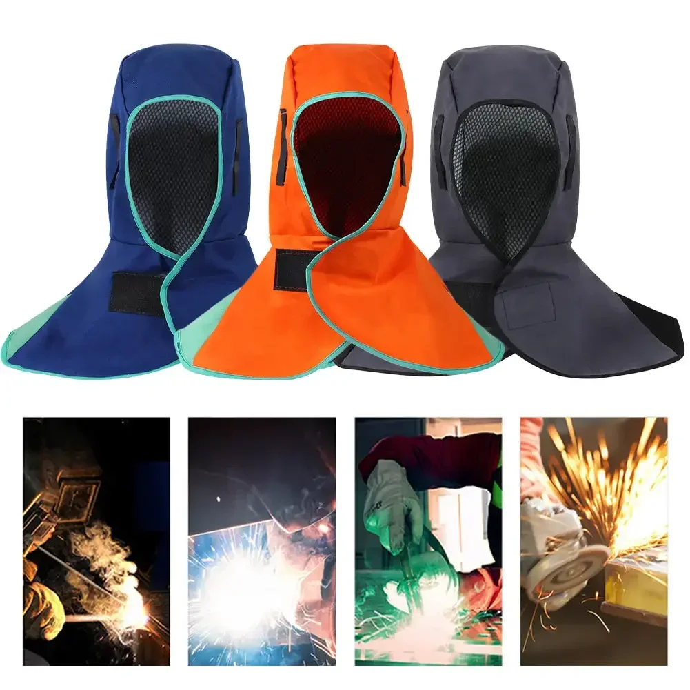 Full Protective Welding Hood for Men Washable Breathable Welding Neck Cover Flame-Retardant Protective Welding Cap for Welder