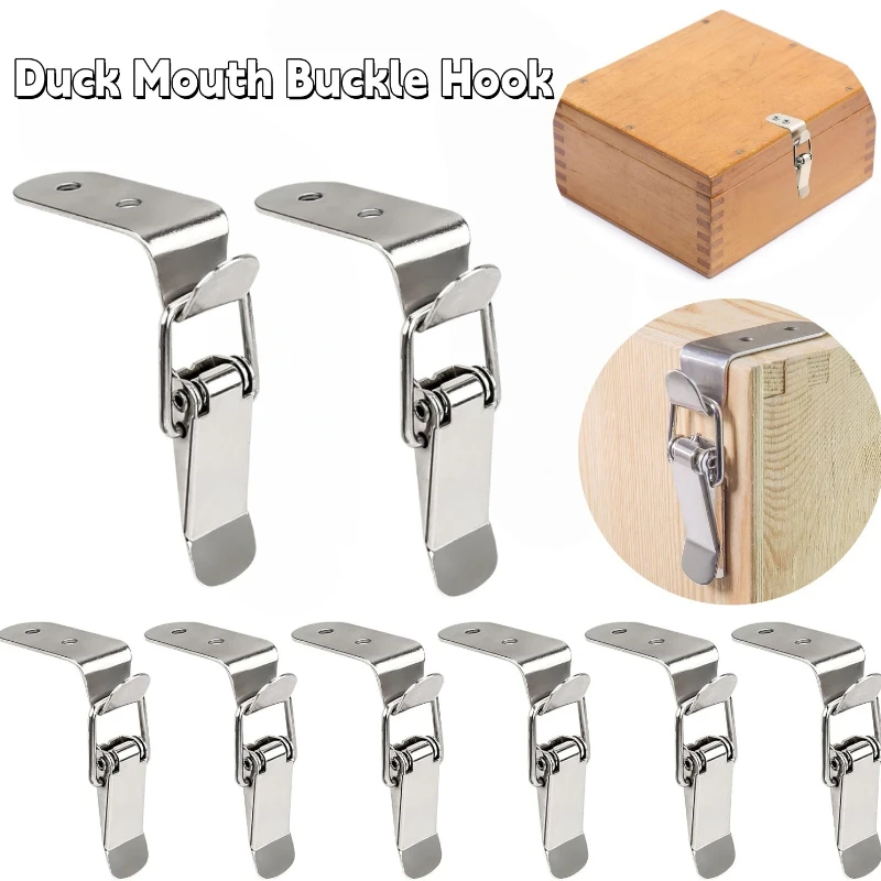 10/1pcs Nickel plated iron Mini Lock Cabinet Boxes Spring Loaded Latch Catch Toggle Clamp Hasp For Chest Box Gift Suitcase Case