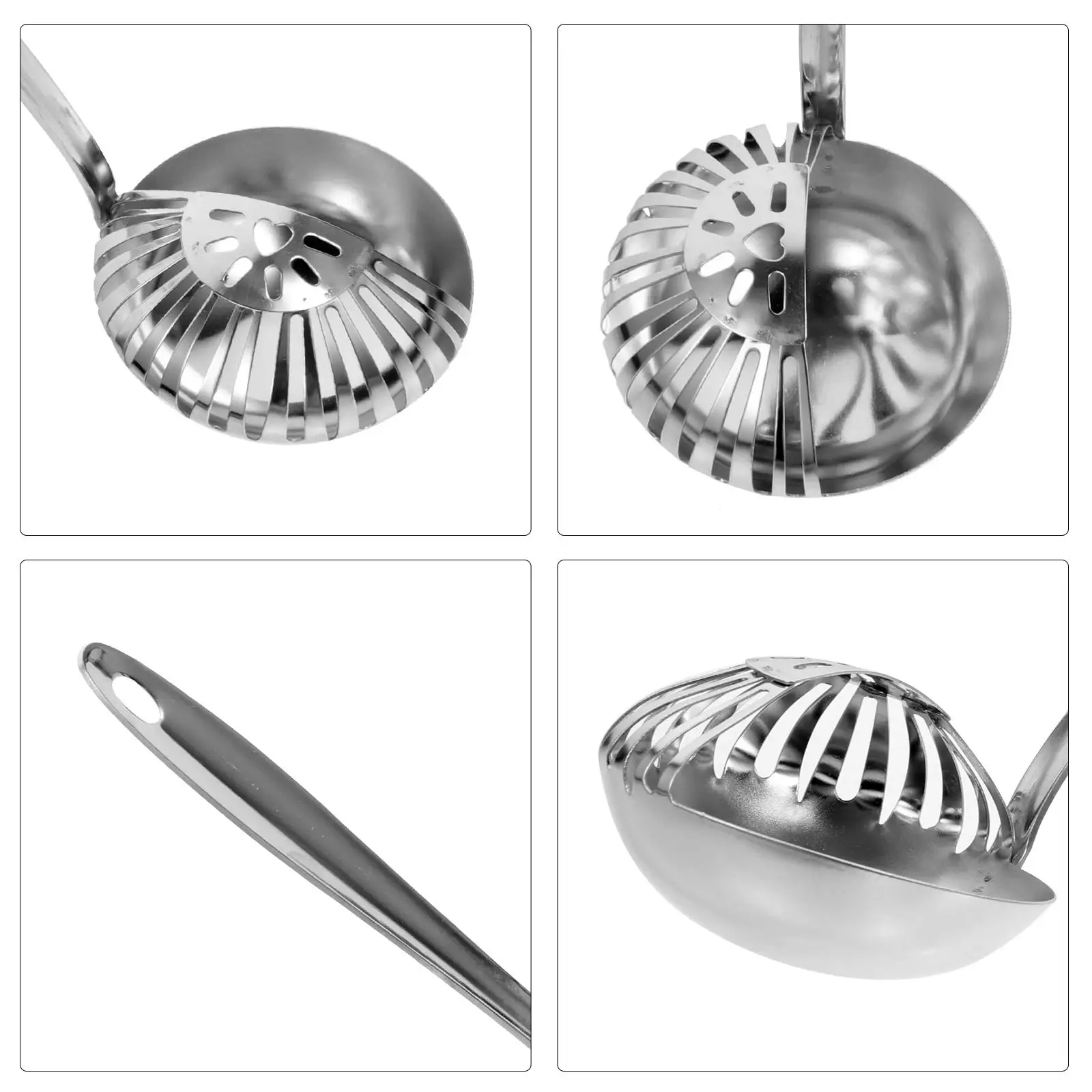 

Stainless Steel Soup Ladle Thick Oil Strainer Multi Function Filter Practical Kitchen Tableware Long Handle