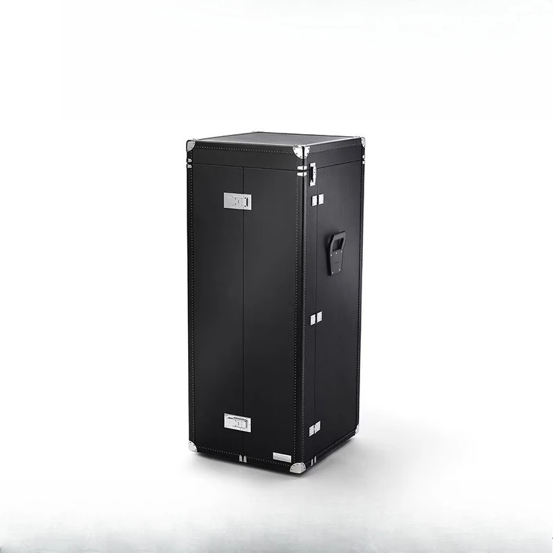 

Light luxury designer high-end solid wood leather wine cabinet, villa home creative high-end