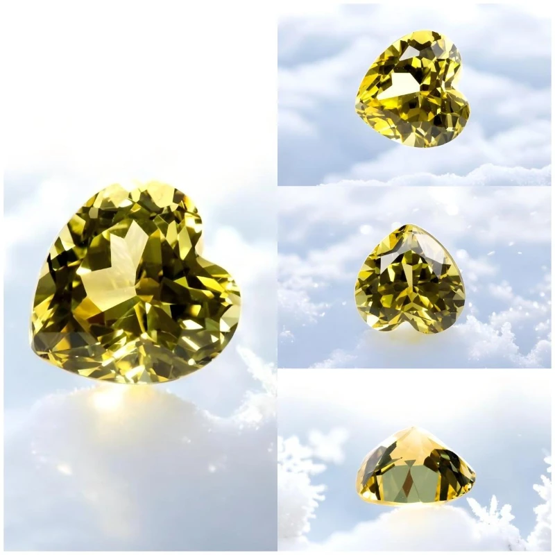 Im Labor gezüchteter Saphir, gelbe Farbe, VVS1, Herzform, Fabrik, Großhandel, DIY, fortschrittlicher Schmuck, Ringe, Ohrringe, Herstellung mit Zertifikat – Detail 6