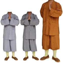 New 3 Colors Shaolin Temple Costume Zen Buddhist Robe Buddhist Monk Robes Gown Religion Monk Clothing HaiQing Uniforms for Monk