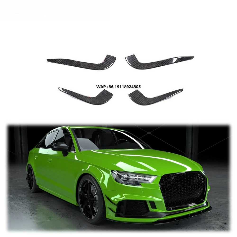 

Car Front Bumper Fins Splitters Canards for RS3 Sedan 2017 2018 2019 Front Bumper Splitters Air Vents Fins Carbon Fiber