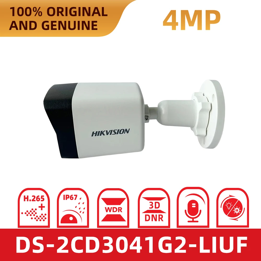 Hikvision Original DS-2CD3041G2-LIUF 4MP PoE Bullet IP Camera Smart Dual Light Built-in Mic IR30m IP67 Outdoor Security Camera view 2