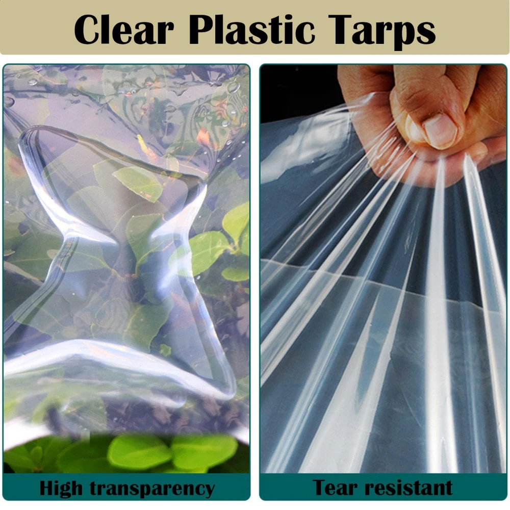 Transparente Planen mit Ösen, Verstärkte Wasserdichte Kunststoffplane für Terrassenüberdachungen und Winterschutz – Detail 7