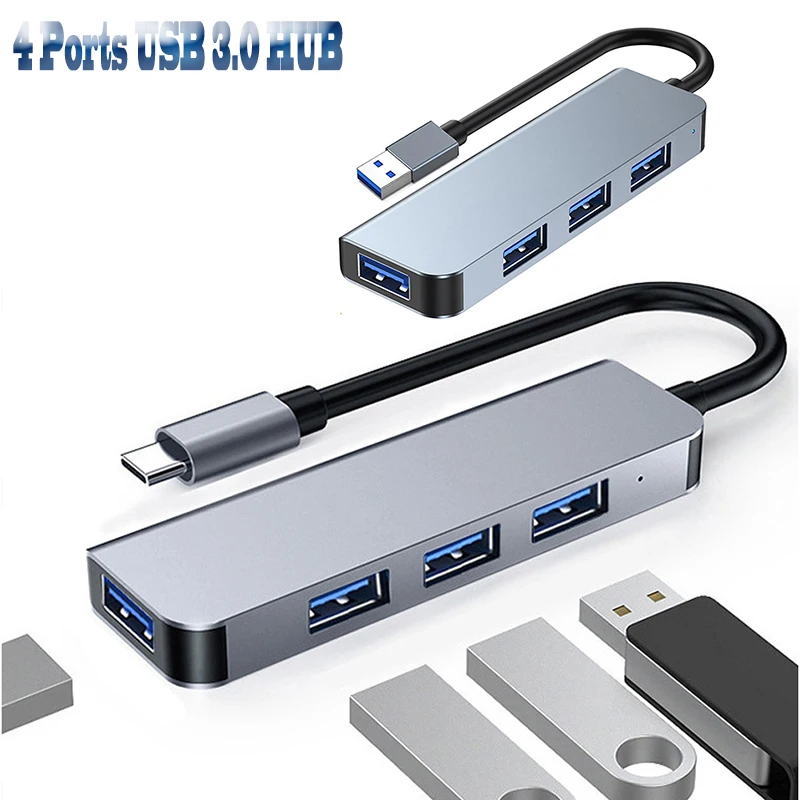 4 Ports USB 3.0 Adapter USB3.0 HUB 3 0 5Gbps High Speed Multi USB-C Splitter for Lenovo Macbook Pro PC Accessories USBC