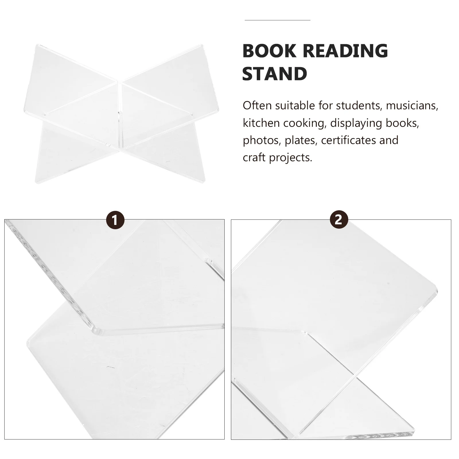 

Book Showing Bracket X-Shaped Acrylic Desktop Reading Stand Multi-Functional Book Holder for Children Students Music Home