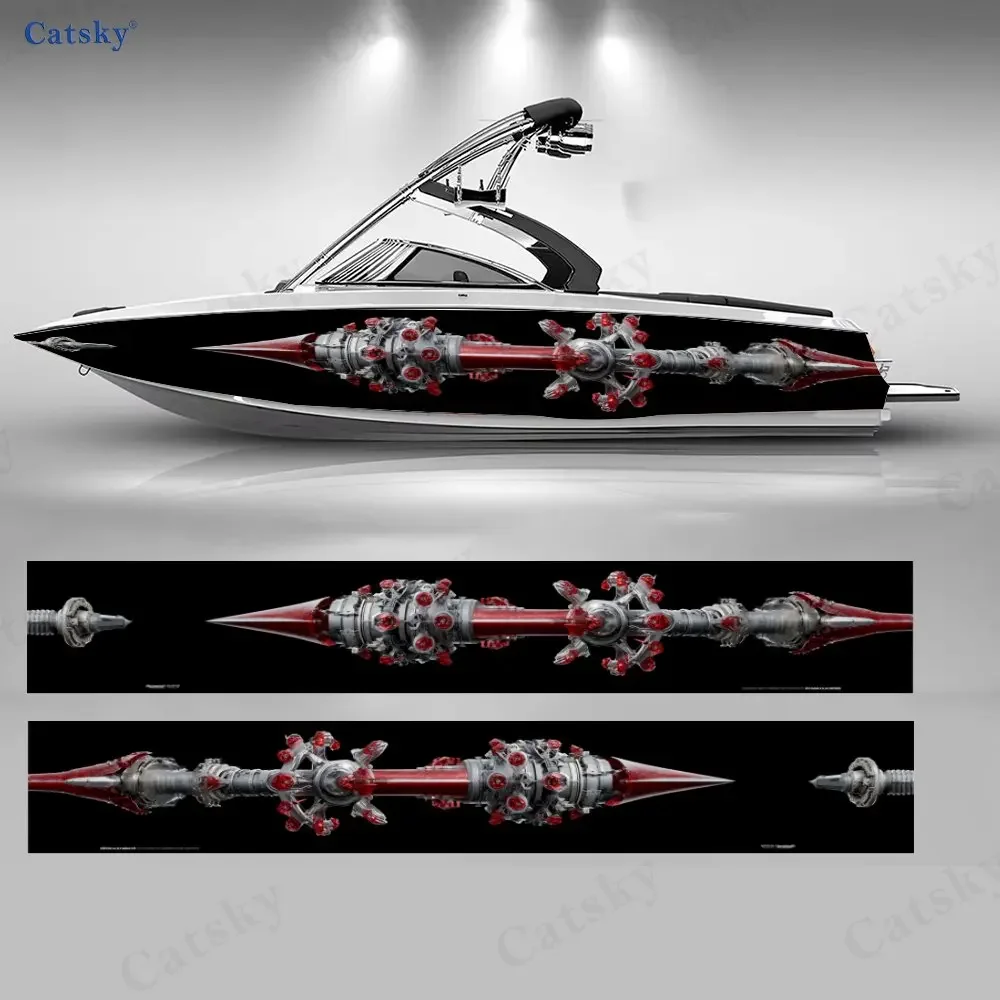 2Pcs Blazing Anchor Blade Boat Stickers, PVC Waterproof Durable Vinyl Wrap Decals for Fishing Boats, Durable and Stylish Design