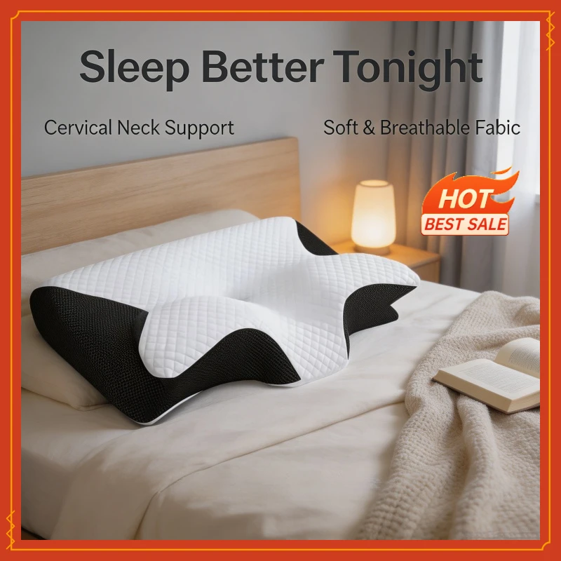 Sleep Memory Pillow Butterfly Memory Foam Neck Pillows Contoured Sleep For Neck Pain Relief Stomach Support Comfortable Pillow