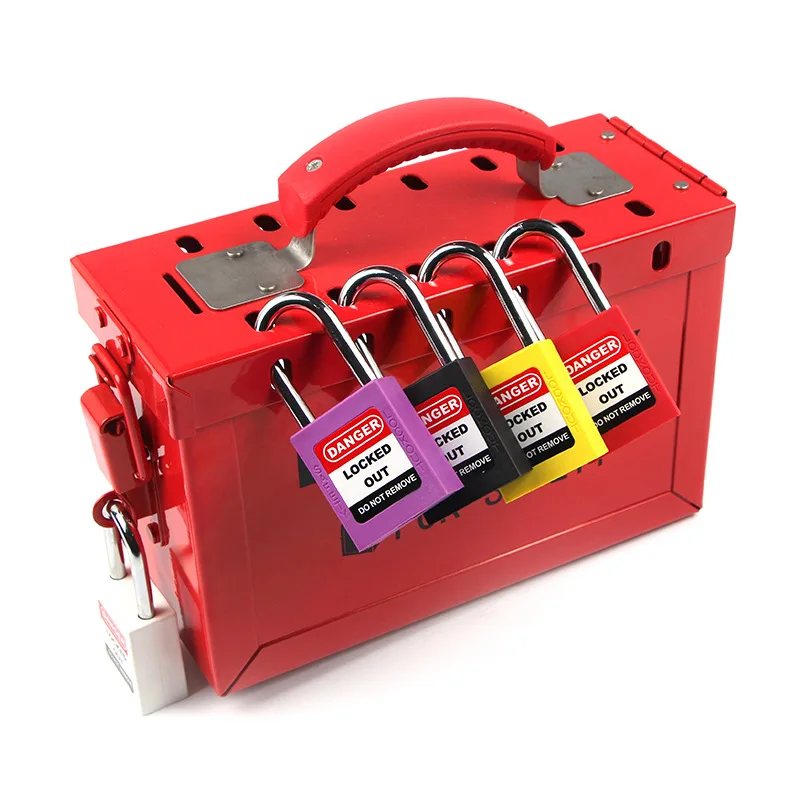 Portable metal grouping padlock box large equipment multi person multi-point lockbox shutdown operation control and isolation