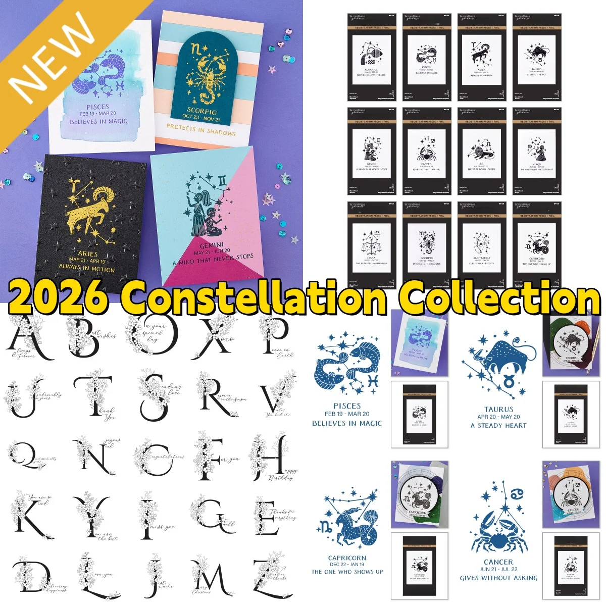 

Constellation Alphabet Collection Press Plate for DIY Decorating Scrapbook Paper Card Album Embossing Template Craft 2026 New