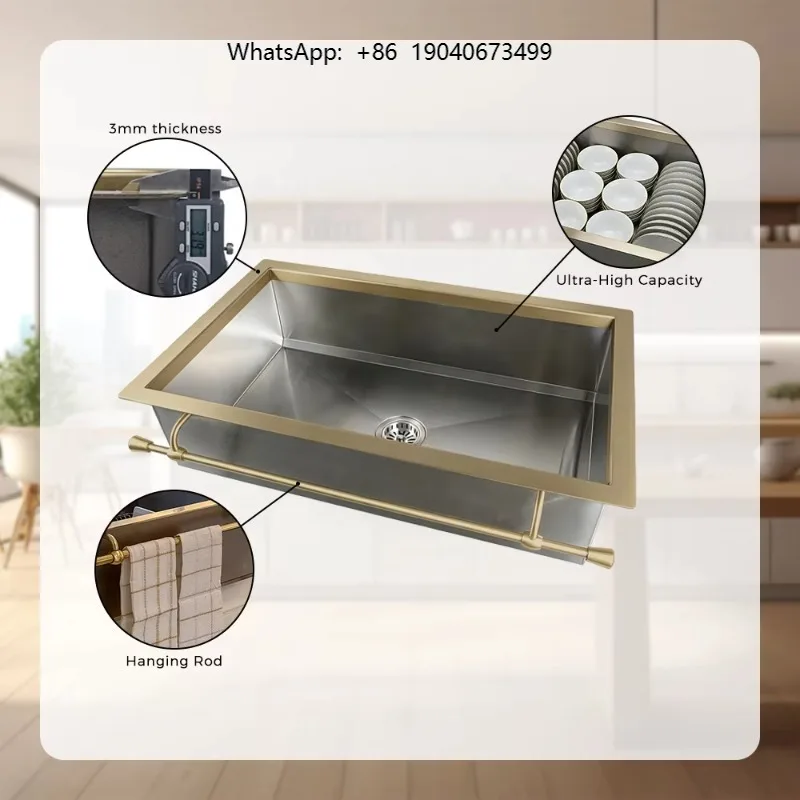 Retro Handmade Copper Sink Rectangular Western Kitchen Island Sink Brass Kitchen Sink Bathroom Hotel Mount Installation cxl