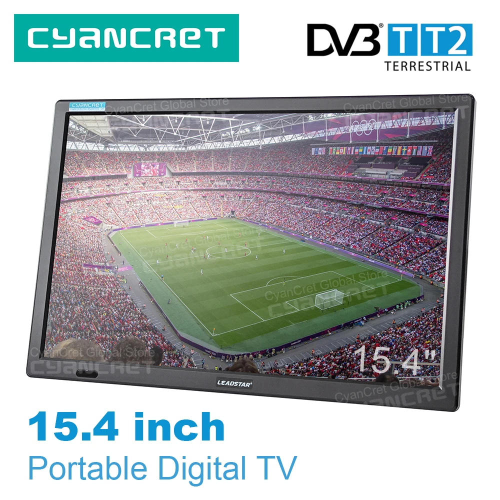 LEADSTAR D16 15.4 Inch Big Screen Portable TV DVB-T2 TDT DTT Digital Analog Television Support H265 AC3 HD for Car Kitchen Home