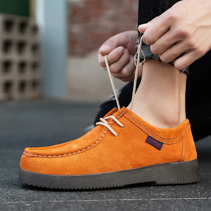 

Soft Sole Comfortable Men Leather Shoes Outdoor Man Anti Slip Walking Loafers Fashionable Youth Low Top Shoe Zapatos Para Hombre