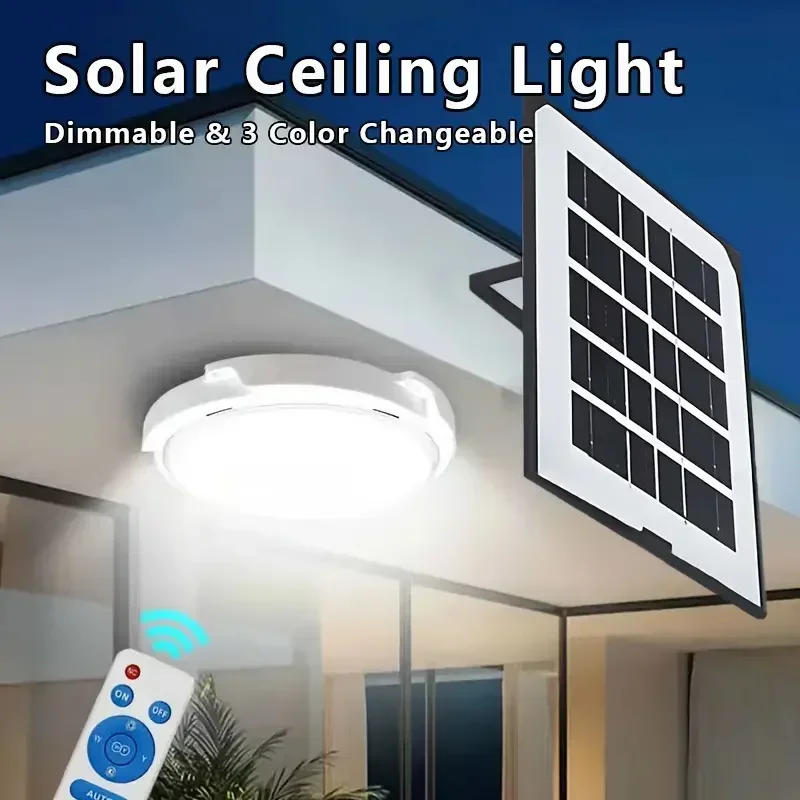 1 pacote de luz de teto movida a energia solar com controle remoto solução de iluminação externa para varandas internas e jardins