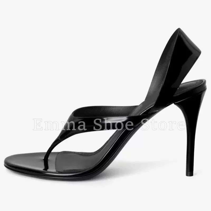 صنادل نسائية ذهبية لامعة من الجلد اللامع بكعب ستيليتو Strappy سهلة الارتداء على منصة شباشب لصيف 2025 أحذية أنيقة للحفلات #5