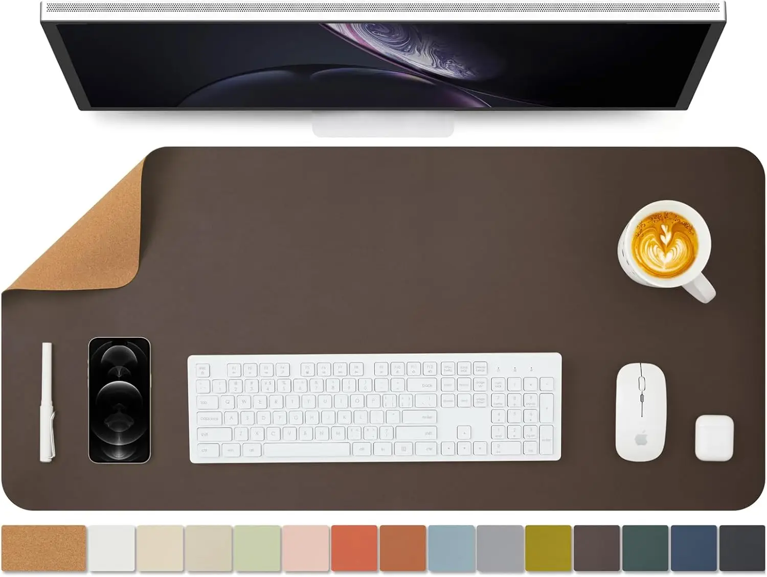 

Dual-Sided Cork Desk Mat for Office and Home, Large Mouse Pad and Desk Organizer (36x17 inches)