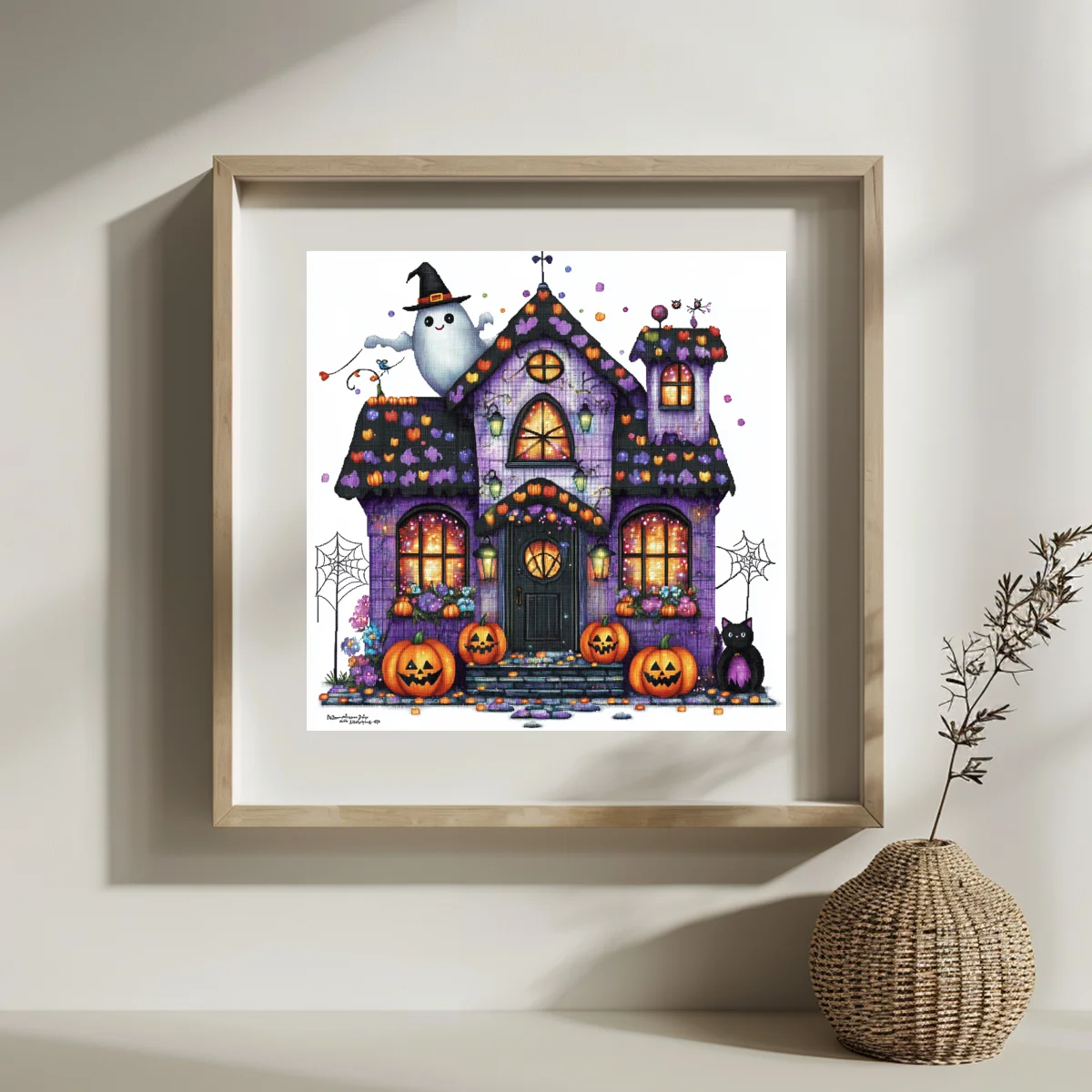 1pc 30X30CM/11.8inch Halloween Pumpkin stamped cross stitch kit DIY kit 11CT/14CT Eco-cotton Thread Wall decoration joy sunday