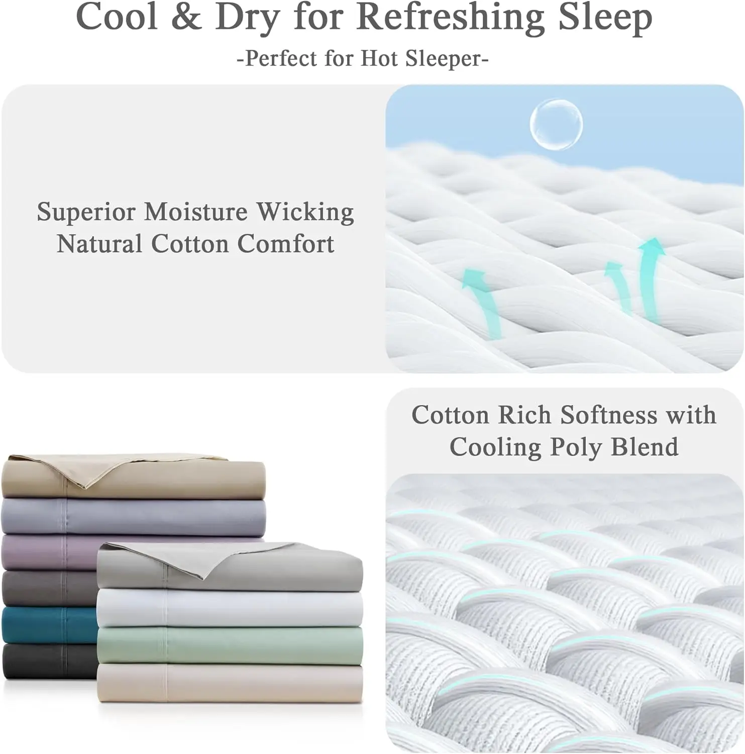 

Beautyrest Sheet Set Cotton Rich 600Tc, Moisture Wicking Cooling Sheets All Season Cotton Sheet Set, Lightweight & Breathable,
