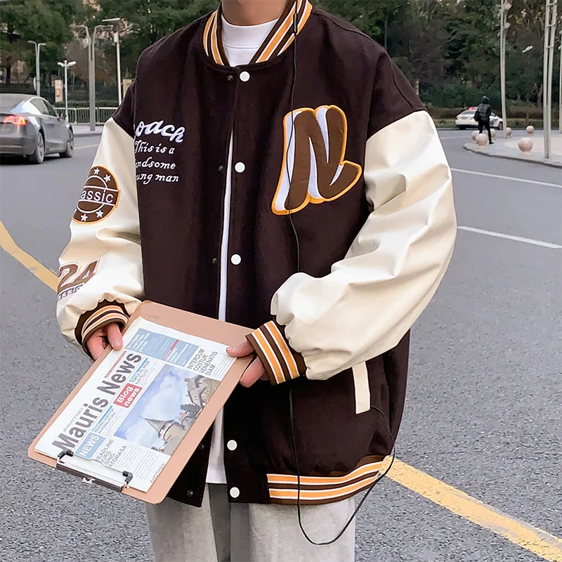 

Мужская бейсбольная куртка KFGZ: модная, в американском стиле, весна-осень, пилотная модель, свободный крой, 100% полиэстер, повседневная молодежная одежда