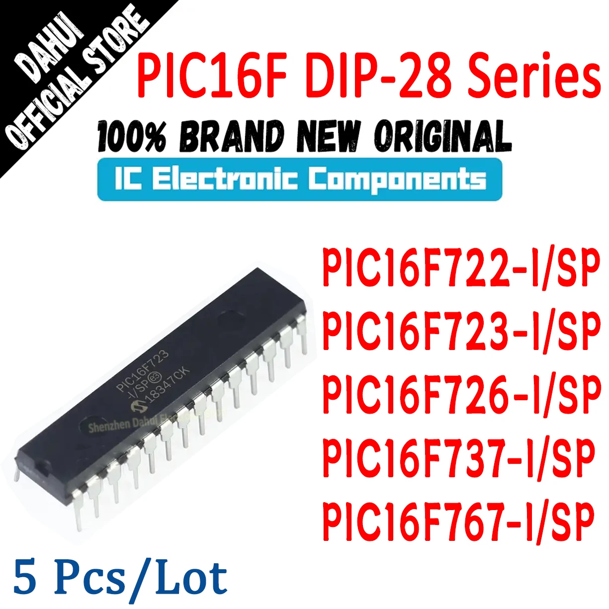 

5 Pcs/Lot PIC16F722-I/SP PIC16F723-I/SP PIC16F726-I/SP PIC16F737-I/SP PIC16F767-I/SP PIC IC MCU Chip DIP-28