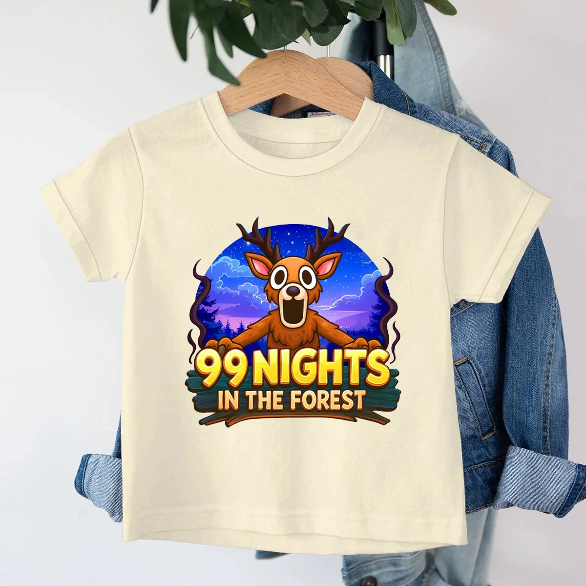 99 Nights in The Forest Inspired Deer Game T Shirt for Boys and Girls Fans Gifts Cartoon Deer Graphic Kids T-Shirt Casual Tops