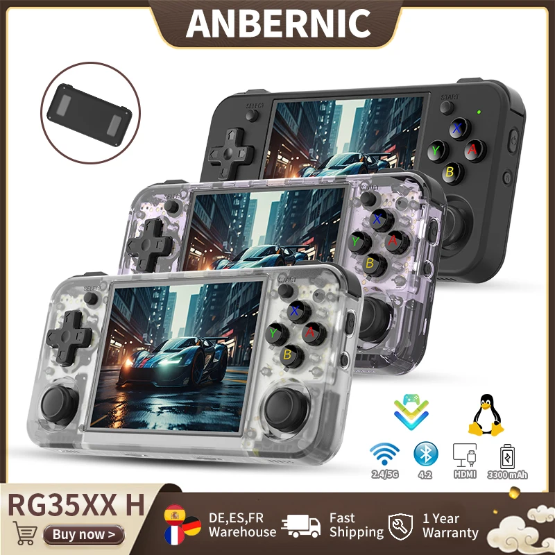 Anbernic – Console de jeu portable RG35XX H, écran IPS 3.5 pouces, lecteur de jeu rétro Linux 64 bits H700, prend en charge la sortie TV HD, plus de 5000 jeux
