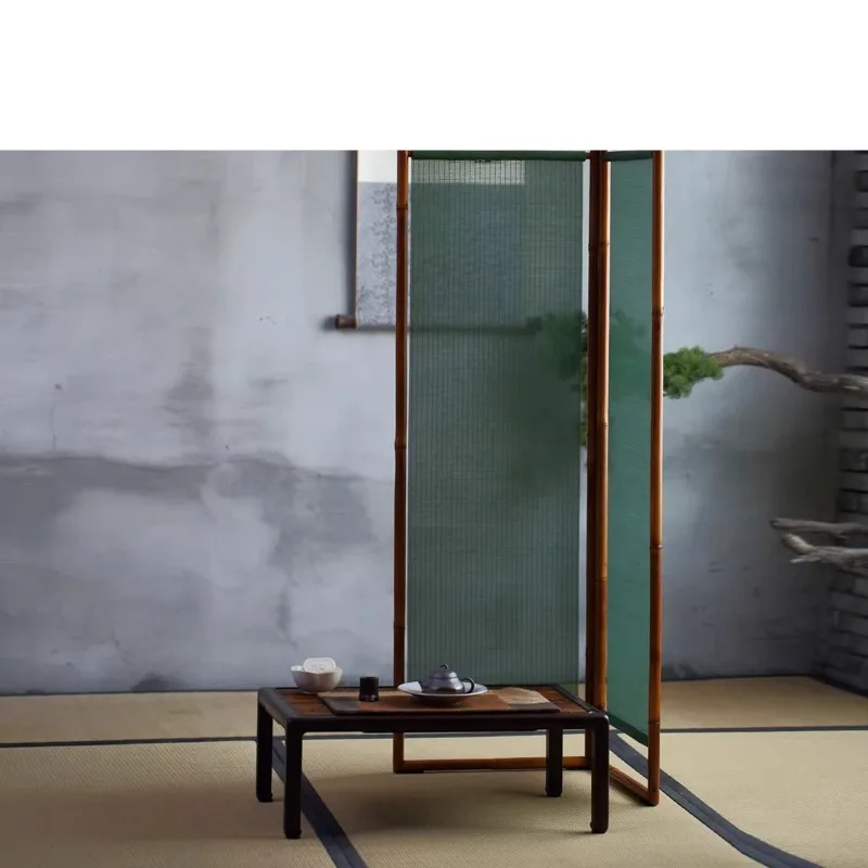 Screen, bamboo partition block decorative tea room space folding movable folding screen