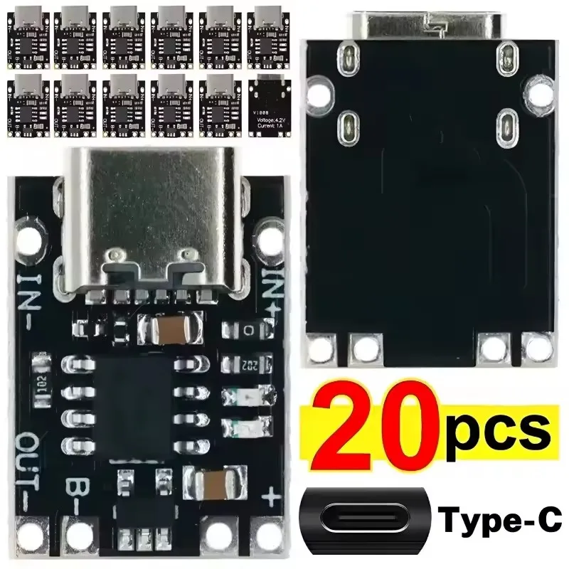 1-20Pcs TP4056 3.7V Lithium Battery Charging Discharging Board With Protection Type-C USB Type C Li-ion Battery Charging Board