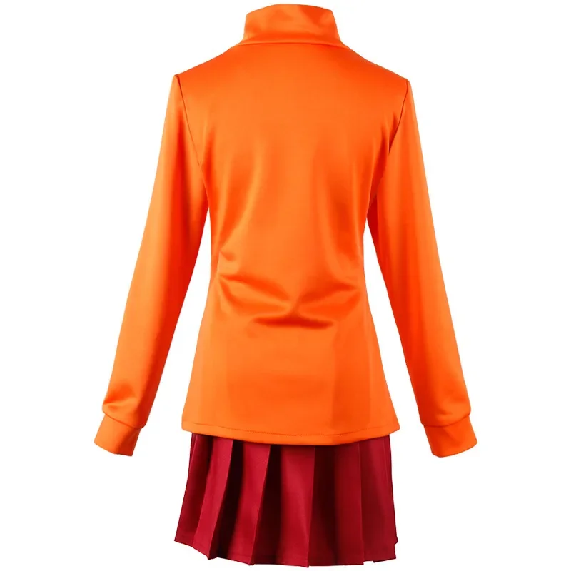 Anime Velma Cosplay Costumes pour femmes, olympiques orange, perruque rouge, uniforme d'Halloween, olympiques de carnaval