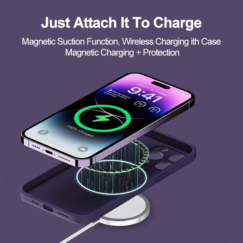 Original Liquid Silicone Magnetic Cases For Magsafe Case For iPhone 15 14 13 11 12 Pro Max Plus Shockproof Cover Accessories