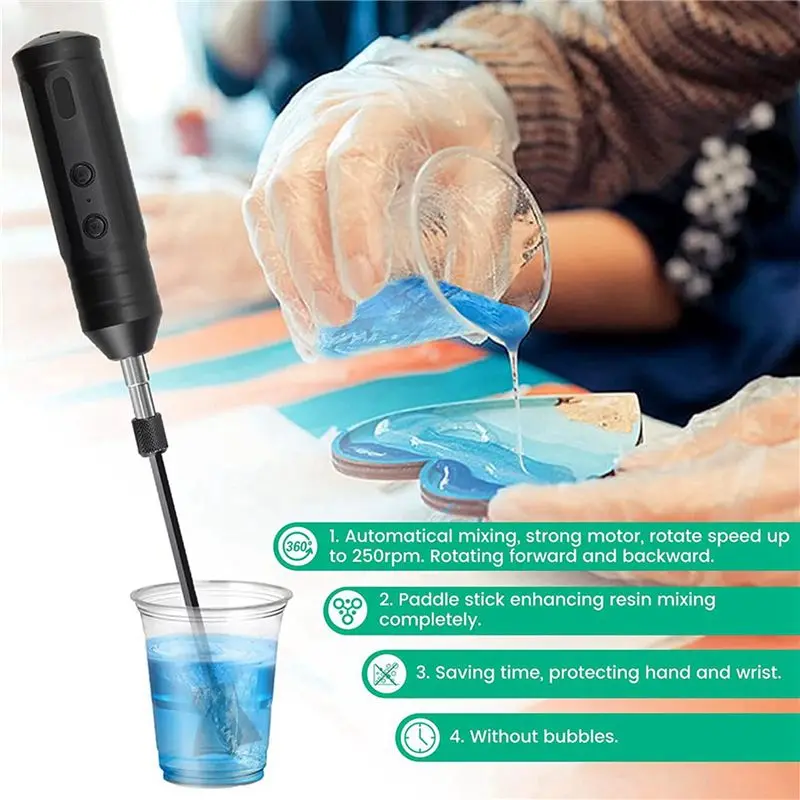 A04G-2X Epoxy Mixer, Handheld Resin Mixing Tools For Resin Stirring - Electric Stirrer Machine With 8Pcs Paddles