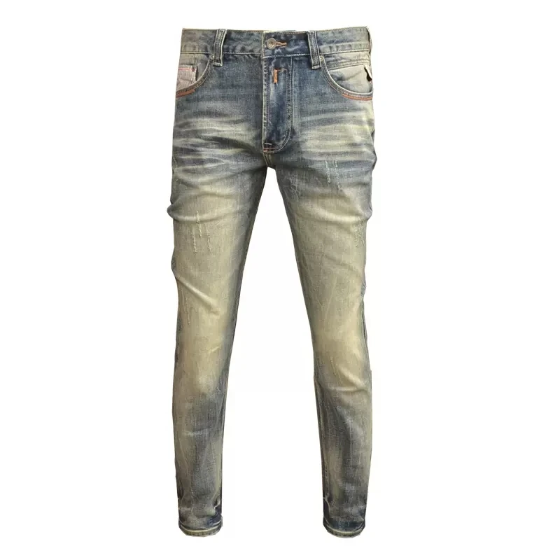 Italian Style Fashion Men Jeans High Quality Stretch Slim Ripped Jeans Men Vintage Trousers Casual Designer Denim Pants Hombre