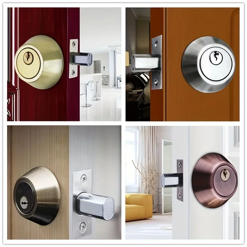 1PC Invisible Door Lock with 3 Keys for Indoor Bedroom Home Framed Glass Stainless Steel Anti-theft Security Lock with Key