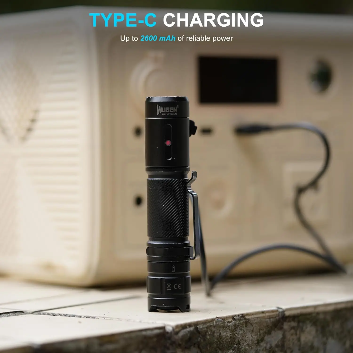 WUBEN C3 Flashlight 1200 High Lumens Rechargeable Flashlight 6 Modes IP68 Waterproof LED Tactical Flashlight for Camping Hunting