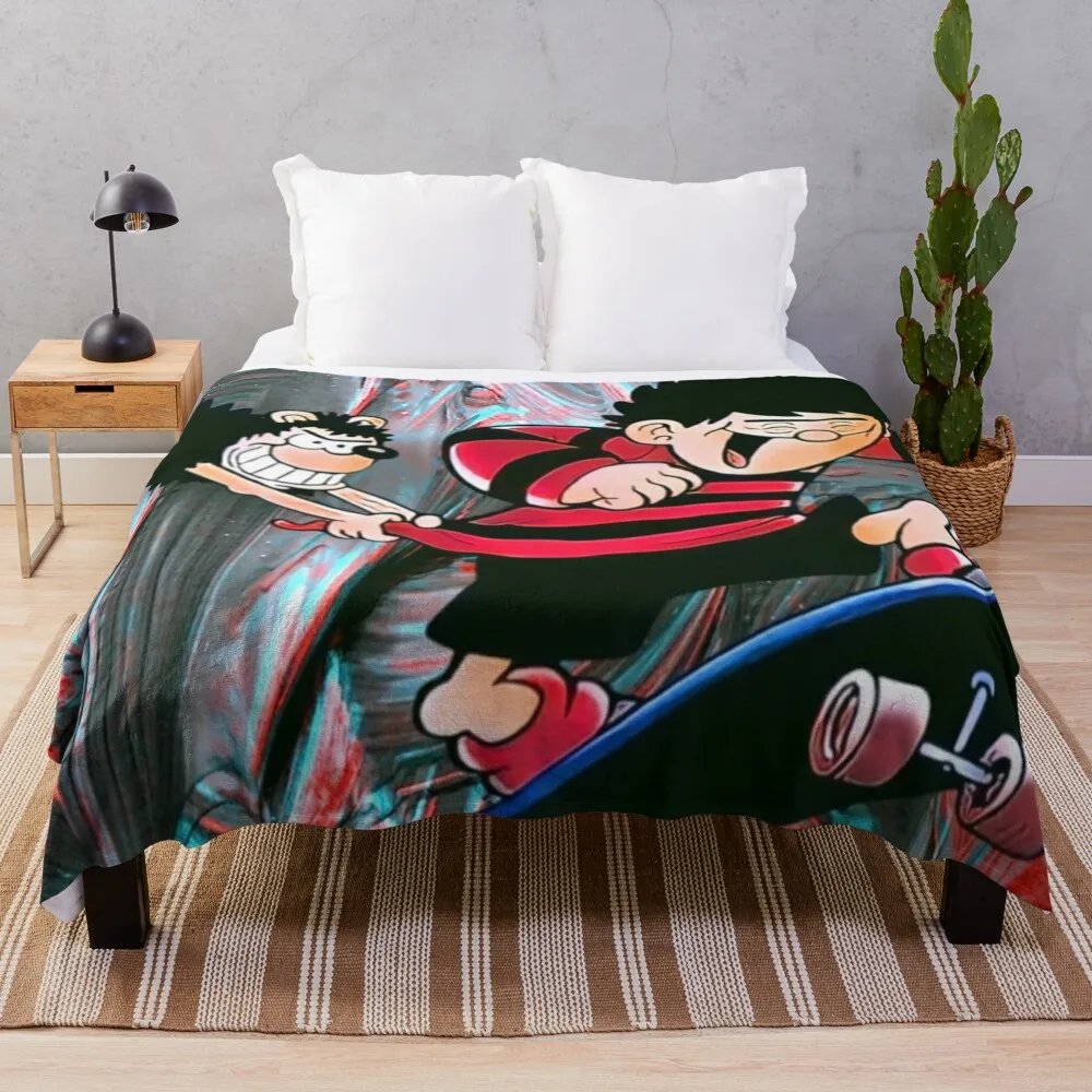 Dennis and gnasher Throw Blanket Softest Luxury Thicken valentine gift ideas Bed Blankets