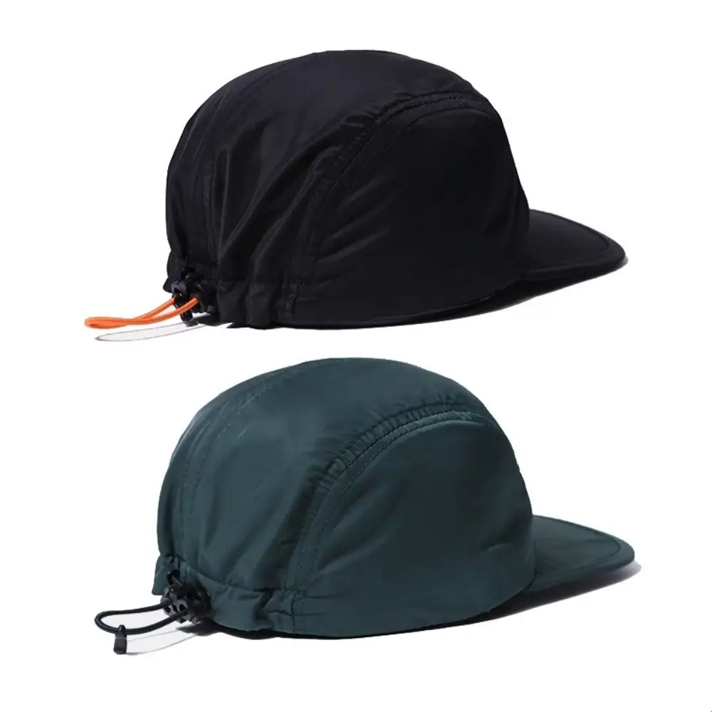 

Drawstring Design Baseball Cap Adjustable Solid Color Sunshade Cap Quick-drying Flat-brimmed Snapback Hats Sports Hat