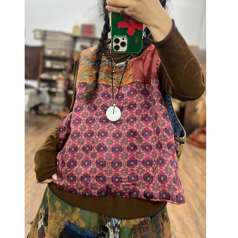 25 New Arrival Winter Women Vest Casual Loose Cartoon Print O-neck Sleeveless All-matched Warm Thickened Outerwear & Coats Y249