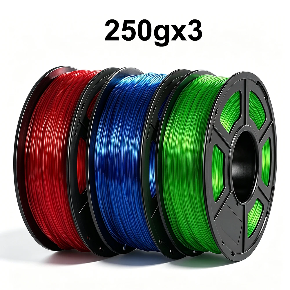 250gx3 TPU Transparent Flexible Filament Roll Flex 1.75mm 3D Printer Filament Plastic Printing Materials TPU Transparent Blue